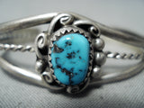 Rare Vintage Native American Navajo Sleeping Beauty Turquoise Sterling Silver Baby Bracelet Old-Nativo Arts