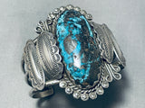 One Of The Best Ever Vintage Native American Navajo Bisbee Turquoise Sterling Silver Bracelet-Nativo Arts