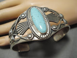 Stunning Vintage Native American Navajo Domed Turquoise Sterling Silver Bracelet Old-Nativo Arts