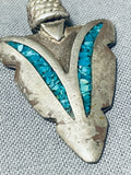 Rare Vintage Native American Navajo Turquoise Inlay Arrowhead Pendant-Nativo Arts