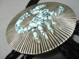 Native American Important New Lander Blue Turquoise Sterling Silver Scorpion Bolo Tie-Nativo Arts