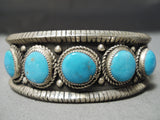 Unforgettable Vintage Native American Navajo Morenci Turquoise Sterling Silver Bracelet Old-Nativo Arts