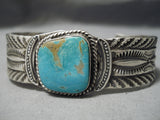 Superior Vintage Native American Navajo Large Blue Turquoise Sterling Silver Heavy Bracelet-Nativo Arts