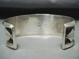 Signed Vintage Native American Navajo Morenci Turquoise Sterling Silver Bracelet-Nativo Arts