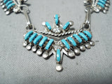 Attractive Vintage Native American Zuni Sleeping Beauty Turquoise Sterling Silver Necklace Old-Nativo Arts