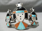 One Of The Best Vintage Zuni Native American Navajo Turquoise Kachina Sterling Silver Bracelet-Nativo Arts