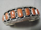 Best Navajo Will Mariano Coral Sterling Silver Native American Bracelet-Nativo Arts