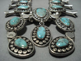 353 Gram Vintage Native American Jewelry Navajo Green Turquoise Sterling Silver Squash Blossom Necklace-Nativo Arts