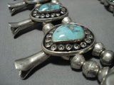 353 Gram Vintage Native American Jewelry Navajo Green Turquoise Sterling Silver Squash Blossom Necklace-Nativo Arts