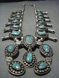353 Gram Vintage Native American Jewelry Navajo Green Turquoise Sterling Silver Squash Blossom Necklace-Nativo Arts