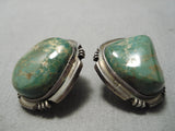 Chunky Vintage Native American Navajo Royston Turquoise Sterling Silver Earrings Old-Nativo Arts