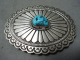 Important Lee Charley Vintage Native American Navajo Turquoise Sterling Silver Buckle-Nativo Arts