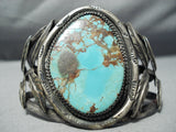 Museum Vintage Native American Navajo Royston Turquoise Leaf Galore Sterling Silver Bracelet Old-Nativo Arts