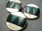 Marvelous Vintage Native American Navajo Turquoise Sterling Silver Buttons Old-Nativo Arts
