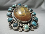 Important Biggest Native American Zuni Turquoise Satellite Agate Sterling Silver Ring-Nativo Arts