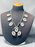 Cardinal Vintage Native American Zuni Sterling Silver Squash Blossom Necklace-Nativo Arts