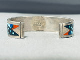 One Of The Most Unique Vintage Native American Navajo Turquoise Inlay Sterling Silver Bracelet-Nativo Arts