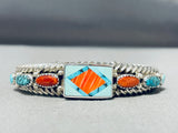 Important Vintage Native American Navajo Ray Tracey Turquoise Sterling Silver Wire Bracelet-Nativo Arts