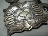 Hand Tooled Signed Vintage Native American Navajo Detailed Sterling Silver Concho Belt-Nativo Arts