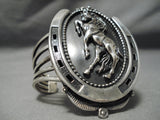 Bucking Horse Native American Navajo Sterling Silver Nativew American Bracelet Cuff-Nativo Arts