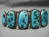Incredible Vintage Native American Navajo Huge Oval Turquoise Sterling Silver Bracelet Old-Nativo Arts