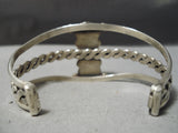 Opulent Vintage Native American Navajo Carico Lake Turquoise Sterling Silver Coil Bracelet Old-Nativo Arts