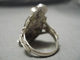 Detailed Intricate!! Zuni Native American Sterling Silver Beald Eagle Ring-Nativo Arts