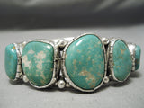 Chunky Royston Turquoise Sterling Silver Vintage Native American Navajo Bracelet-Nativo Arts