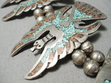 One Of Best Vintage Native American Navajo Turquoise Sterling Silver Squash Blossom Necklace-Nativo Arts