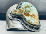 One Of The Best Vintage Native American Navajo #8 Mine Turquoise Sterling Silver Bracelet-Nativo Arts