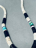 Native American Amazing Vintage Santo Domingo Turquoise Jet Shell Sterling Silver Necklace-Nativo Arts