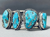 Rare Turquoise Vintage Native American Navajo Morenci Turquoise Sterling Silver Bracelet-Nativo Arts