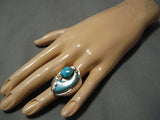 Incredible Vintage Native American Navajo Fred Platero Sterling Silver Turquoise Ring Old-Nativo Arts