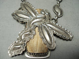 Best Vintage Native American Navajo Dragonfly Signed Wood Sterling Silver Necklace-Nativo Arts