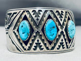 Magnificent Vintage Native American Navajo Sleeping Turquoise Sterling Silver Bracelet-Nativo Arts