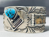 One Of The Most Unique Vintage Native American Navajo Turquoise Sterling Silver Bracelet Hvy-Nativo Arts