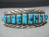 Amazing Vintage Native American Navajo Sleeping Beauty Turquoise Sterling Silver Bracelet-Nativo Arts