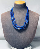 One Of The Best Native American Navajo Lapis Sterling Silver Necklace-Nativo Arts