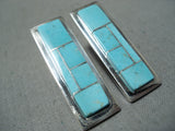 Important Tommy Jackson Vintage Native American Navajo Turquoise Sterling Silver Earrings-Nativo Arts