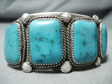 Incredible Vintage Native American Navajo Pilot Mountain Turquoise Sterling Silver Bracelet Old-Nativo Arts