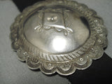 Earlier 1900's Vintage Native American Navajo Hand Tooled Sterling Silver Concho Belt Old-Nativo Arts