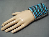 One Of The Best Ever Native American Navajo Turquoise Row Sterling Silver Bracelet-Nativo Arts