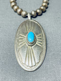 Fabulous Vintage Native American Navajo Sleeping Beauty Turquoise Sterling Silver Necklace-Nativo Arts