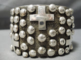 Huge Heavy 186 Gram Vintage Native American Navajo Cross Christian Sterling Silver Bracelet-Nativo Arts