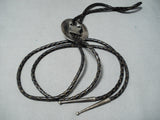 Awesome Vintage Native American Navajo Royston Turquoise Sterling Silver Bolo Old-Nativo Arts