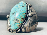 One Of The Best Vintage Native American Navajo Basalt Turquoise Sterling Silver Bracelet-Nativo Arts