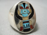Important Kachina Artist Zuni Native American Turquoise Sterling Silver Ring-Nativo Arts