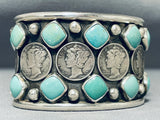 Extraordinary San Felipe Royston Turquoise Sterling Silver Coin Bracelet-Nativo Arts