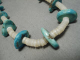 Early 1900's Vintage Native American Navajo Santo Domingo Shell Turquoise Necklace Old-Nativo Arts