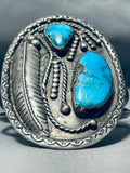 Very Rare Vintage Native American Navajo Blue Diamond Turquoise Sterling Silver Bracelet-Nativo Arts